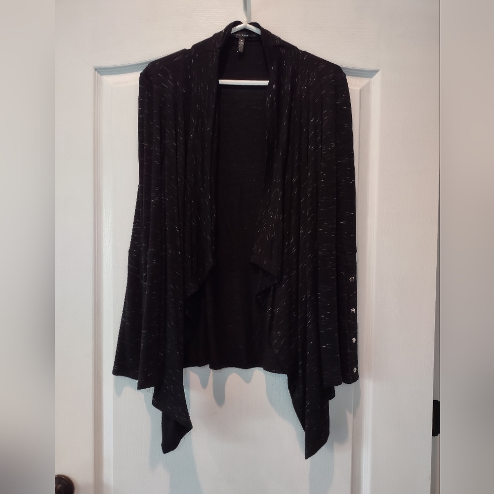 White House Black Market Open Front Sweater Silver Accents Made In USA Size M